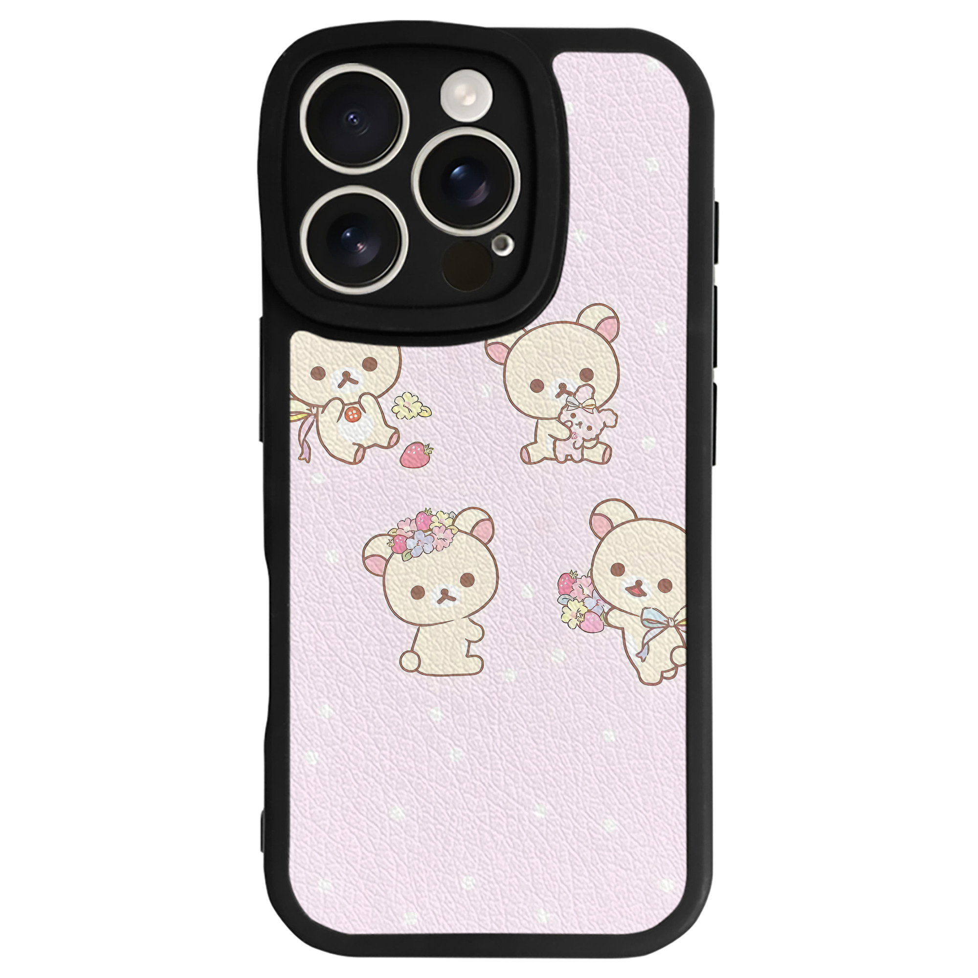 （画像用） リラックマ リラックマ キイロイトリ Rilakkuma Korilakkuma Kiiroitori 【iPhone 16シリーズ対応】シリコンスマホケース（レザー調） 材質：シリコン
